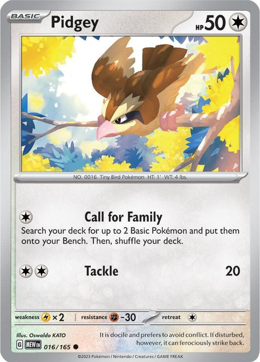 Pidgey 016/165 Common Scarlet & Violet 151 Pokémon card