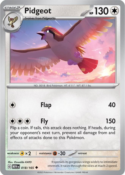 Pidgeot 018/165 Uncommon Scarlet & Violet 151 Pokémon card