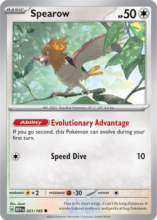Spearow 021/165 Common Scarlet & Violet 151 Pokémon card
