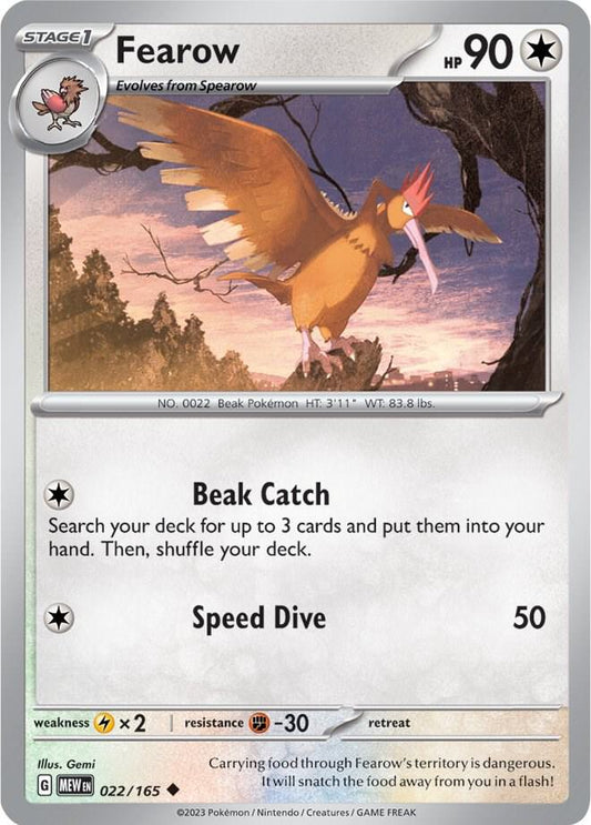 Fearow 022/165 Uncommon Scarlet & Violet 151 Pokémon card