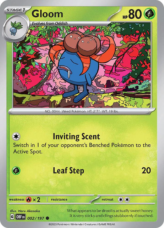 Gloom 002/197 Common Obsidian Flames Pokémon card