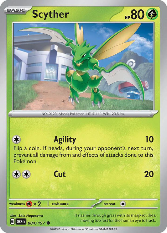 Scyther 004/197 Common Obsidian Flames Pokémon card