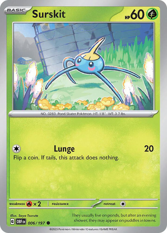 Surskit 006/197 Common Obsidian Flames Pokémon card