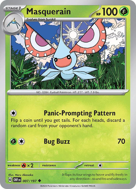 Masquerain 007/197 Uncommon Obsidian Flames Pokémon card