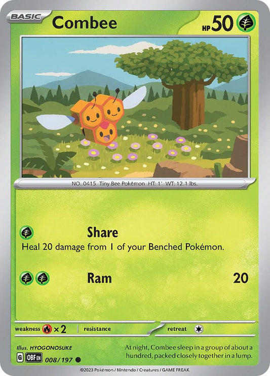 Combee 008/197 Common Obsidian Flames Pokémon card