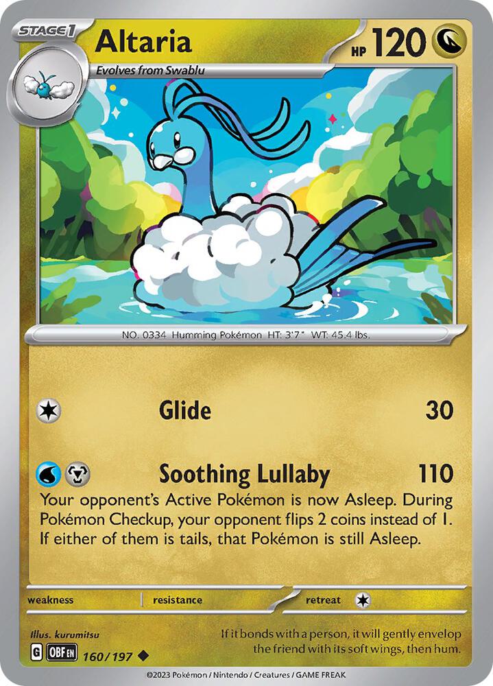 Altaria 160/197 Uncommon Obsidian Flames Pokémon card