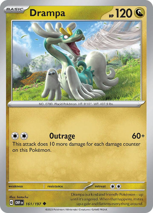 Drampa 161/197 Uncommon Obsidian Flames Pokémon card