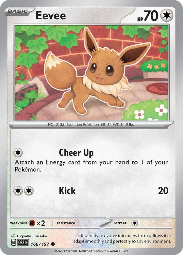 Eevee 166/197 Common Obsidian Flames Pokémon card