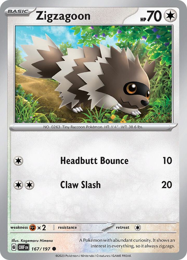 Zigzagoon - 167/197 Common SV03: Obsidian Flames