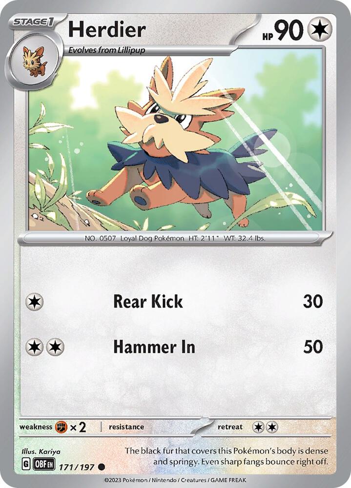 Herdier - 171/197 Common SV03: Obsidian Flames