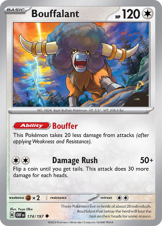 Bouffalant 174/197 Uncommon Obsidian Flames Pokémon card