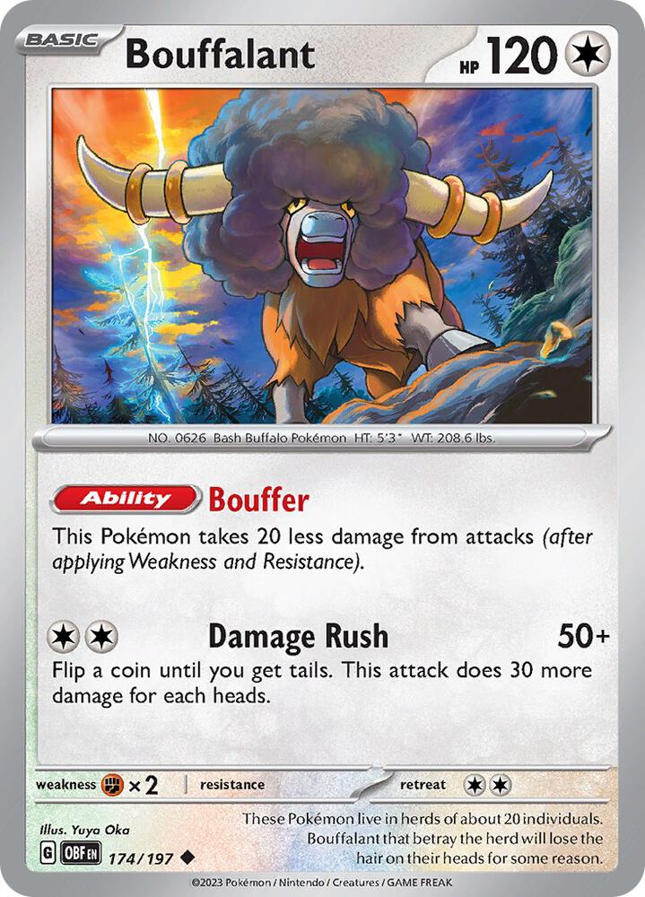 Bouffalant 174/197 Uncommon Obsidian Flames Pokémon card