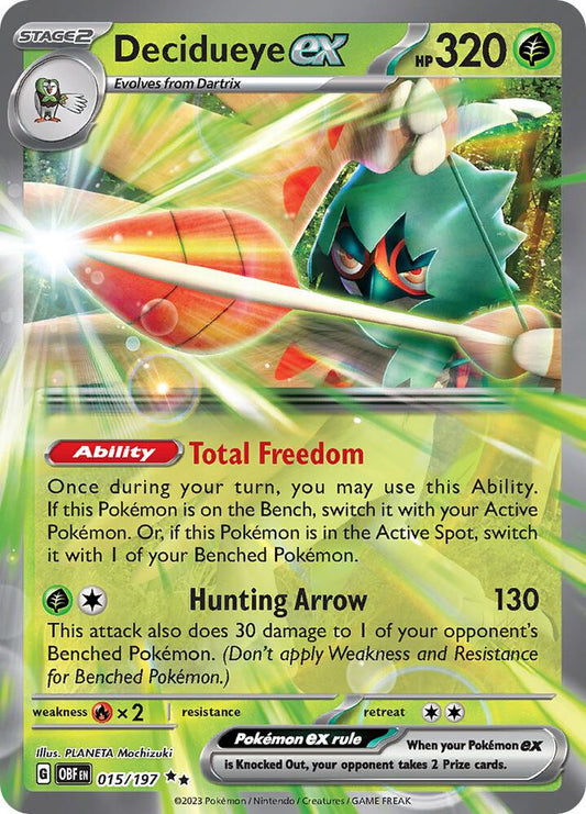 Decidueye ex 015/197 Double Rare Obsidian Flames Pokémon card