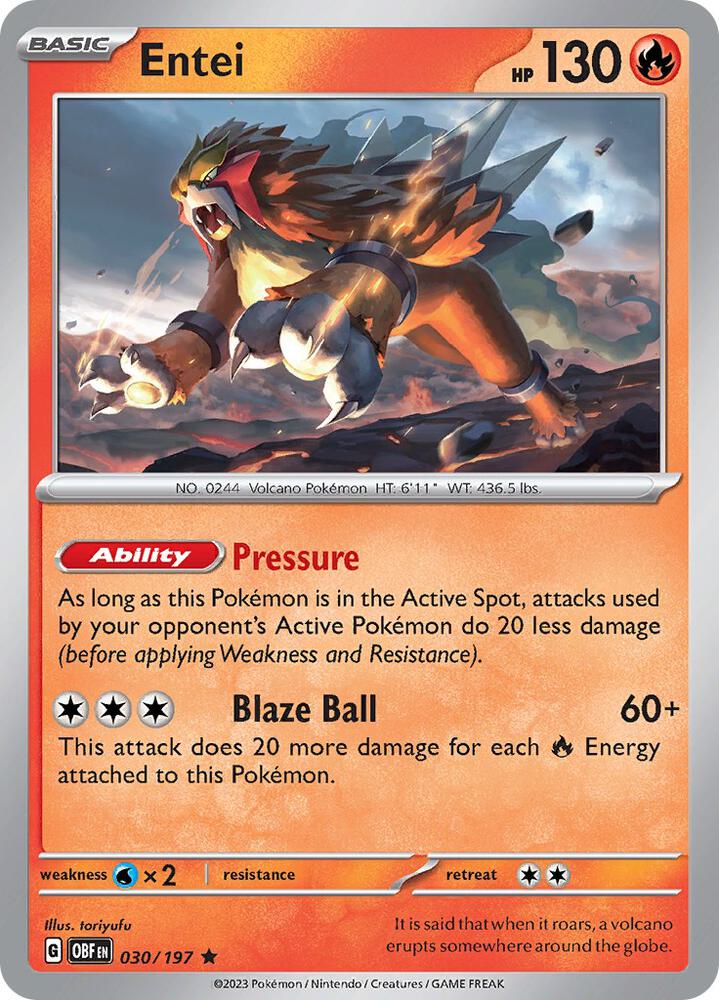 Entei - 030/197 Rare SV03: Obsidian Flames