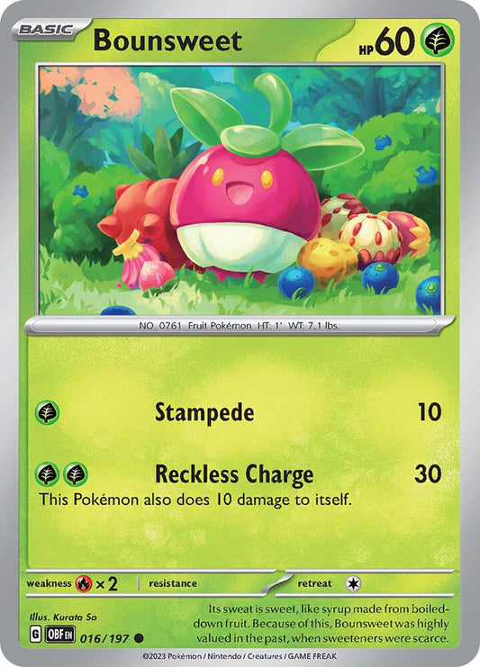 Bounsweet 016/197 Common Obsidian Flames Pokémon card