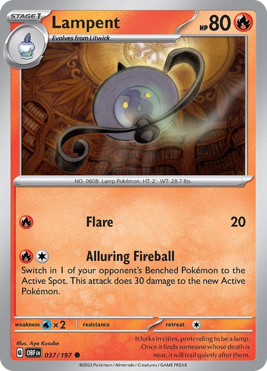 Lampent 037/197 Common Obsidian Flames Pokémon card