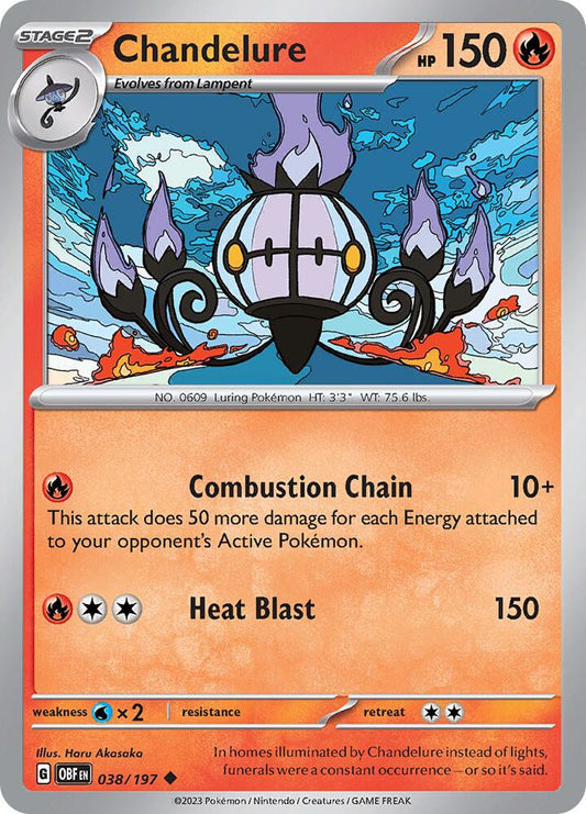 Chandelure 038/197 Uncommon Obsidian Flames Pokémon card