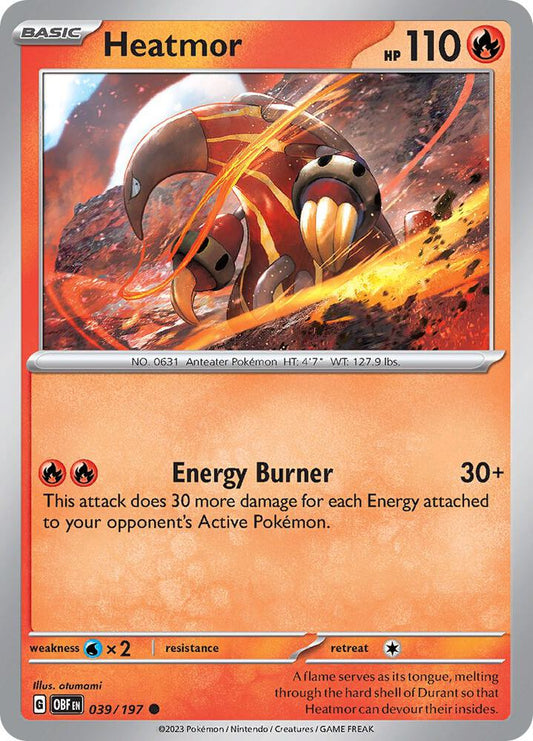 Heatmor 039/197 Common Obsidian Flames Pokémon card