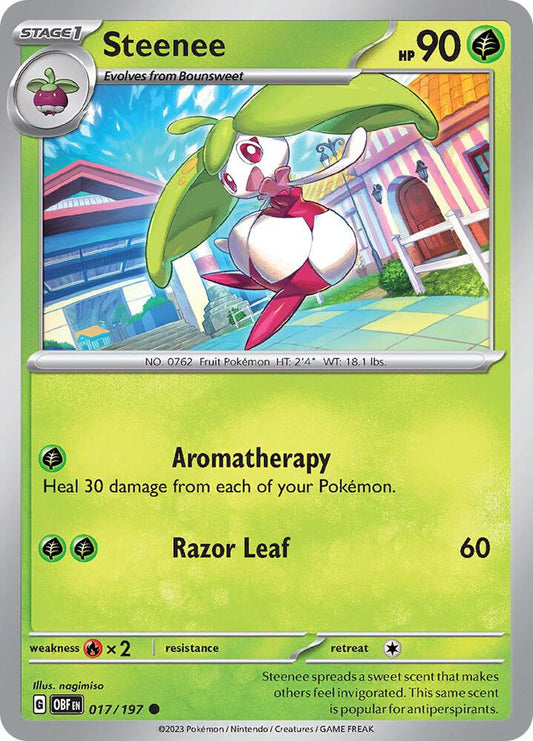 Steenee 017/197 Common Obsidian Flames Pokémon card