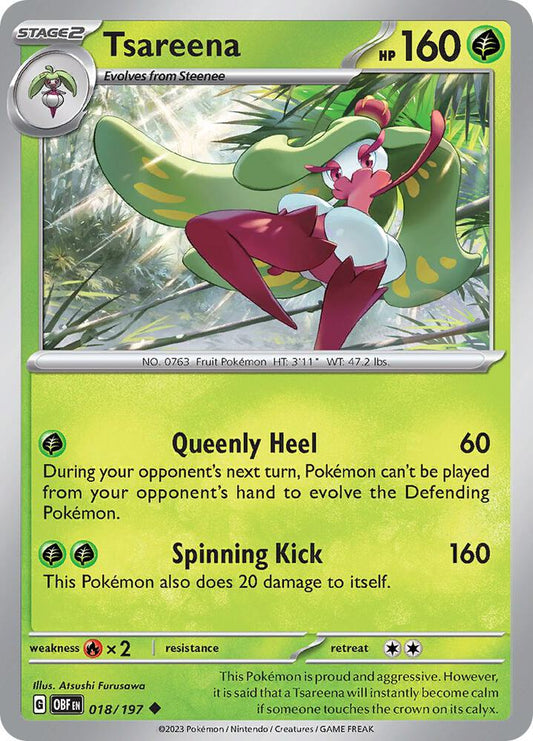 Tsareena 018/197 Uncommon Obsidian Flames Pokémon card