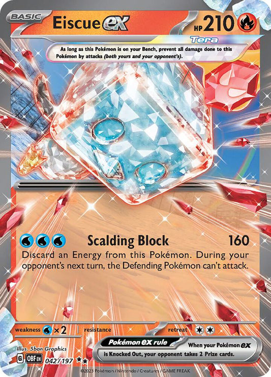 Eiscue ex 042/197 Double Rare Obsidian Flames Pokémon card