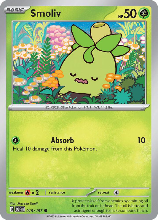 Smoliv 019/197 Common Obsidian Flames Pokémon card