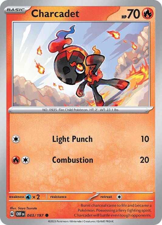 Charcadet 043/197 Common Obsidian Flames Pokémon card