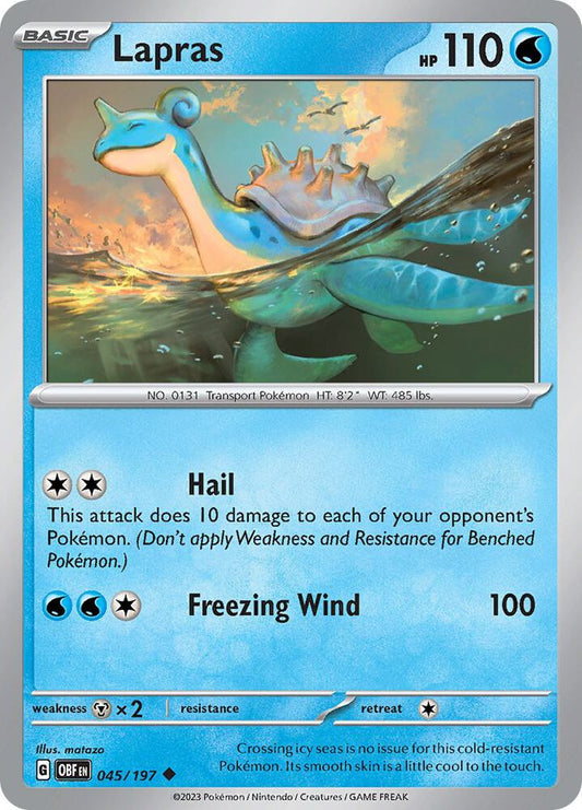 Lapras 045/197 Uncommon Obsidian Flames Pokémon card
