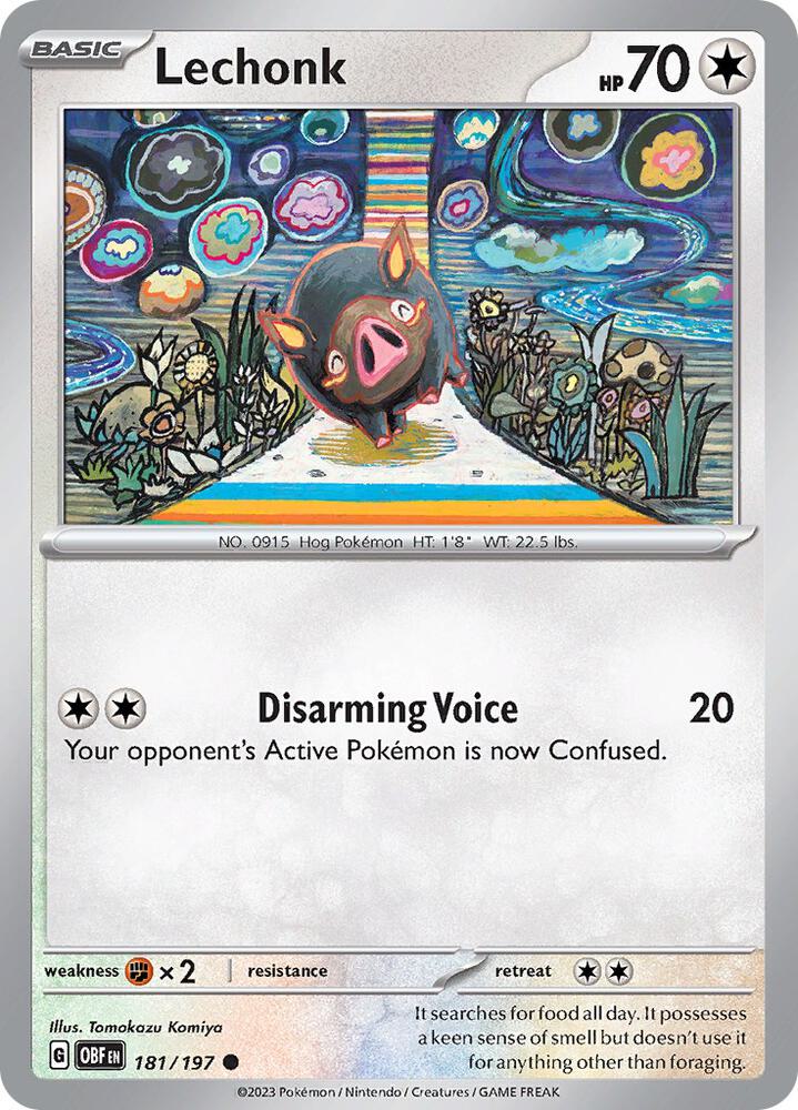 Lechonk - 181/197 181/197 Common Obsidian Flames Pokémon card