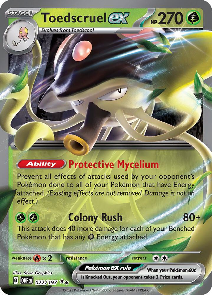 Toedscruel ex 022/197 Double Rare Obsidian Flames Pokémon card