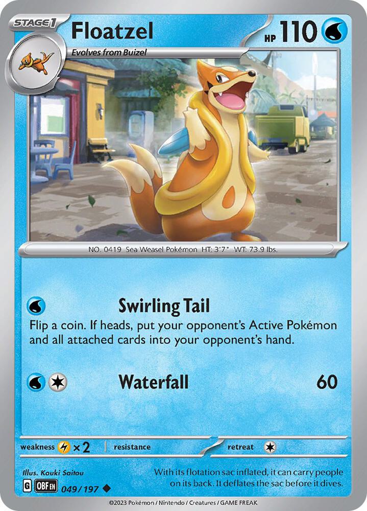Floatzel 049/197 Uncommon Obsidian Flames Pokémon card