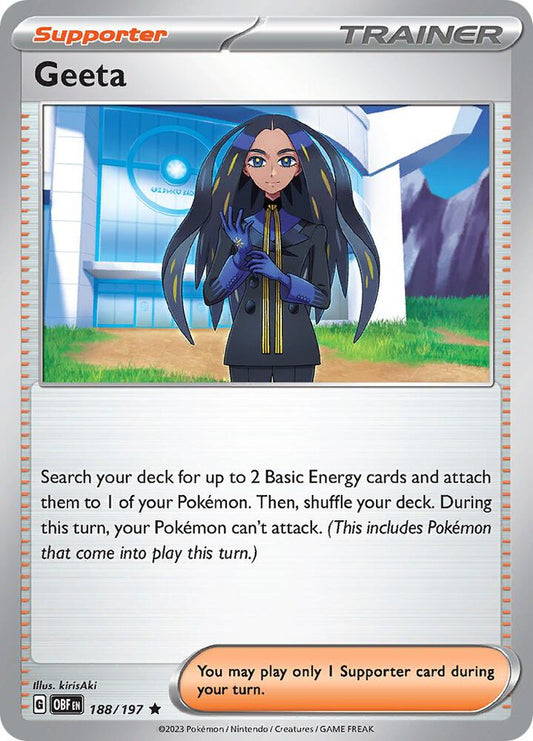 Geeta 188/197 Rare Obsidian Flames Pokémon card