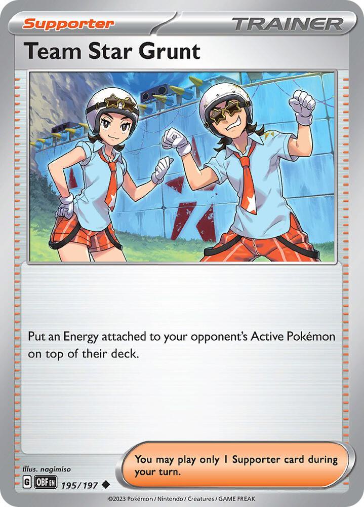 Team Star Grunt - 195/197 Uncommon SV03: Obsidian Flames