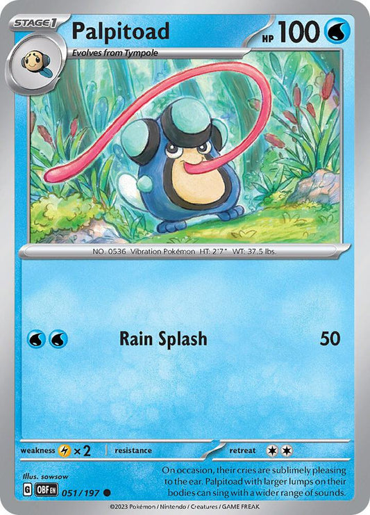 Palpitoad 051/197 Common Obsidian Flames Pokémon card