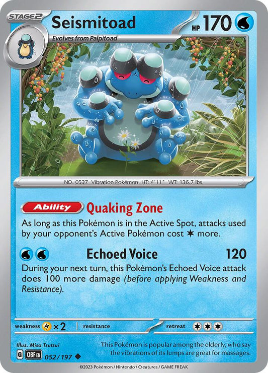 Seismitoad - 052/197 Uncommon SV03: Obsidian Flames