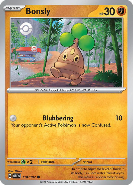 Bonsly 110/197 Common Obsidian Flames Pokémon card