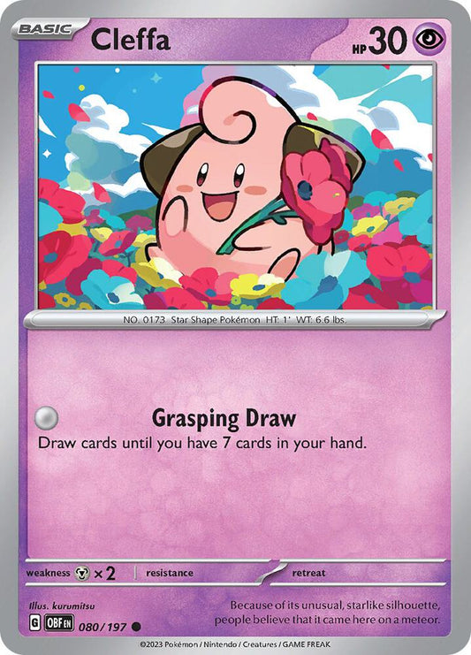 Cleffa 080/197 Common Obsidian Flames Pokémon card