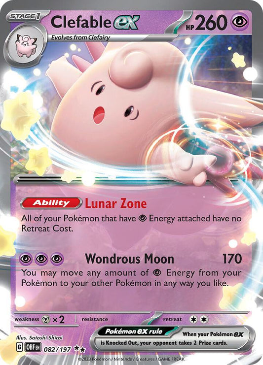 Clefable ex 082/197 Double Rare Obsidian Flames Pokémon card