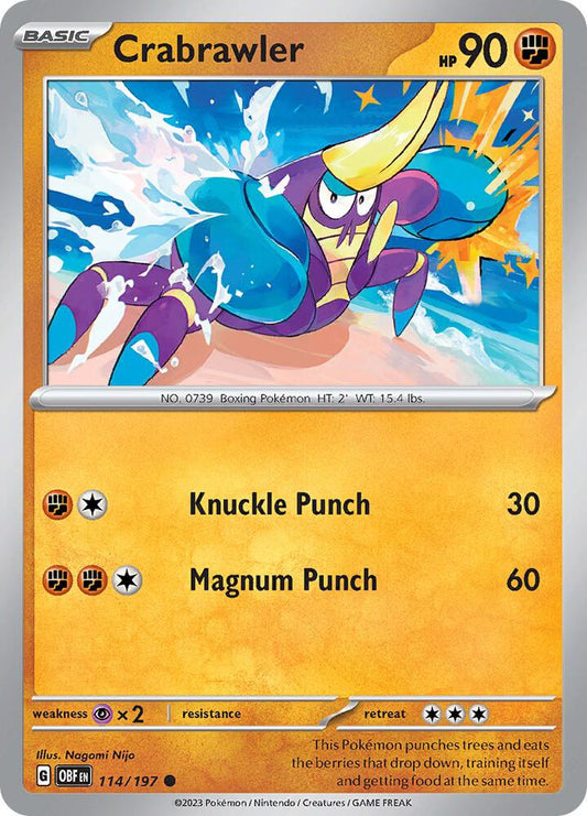 Crabrawler 114/197 Common Obsidian Flames Pokémon card