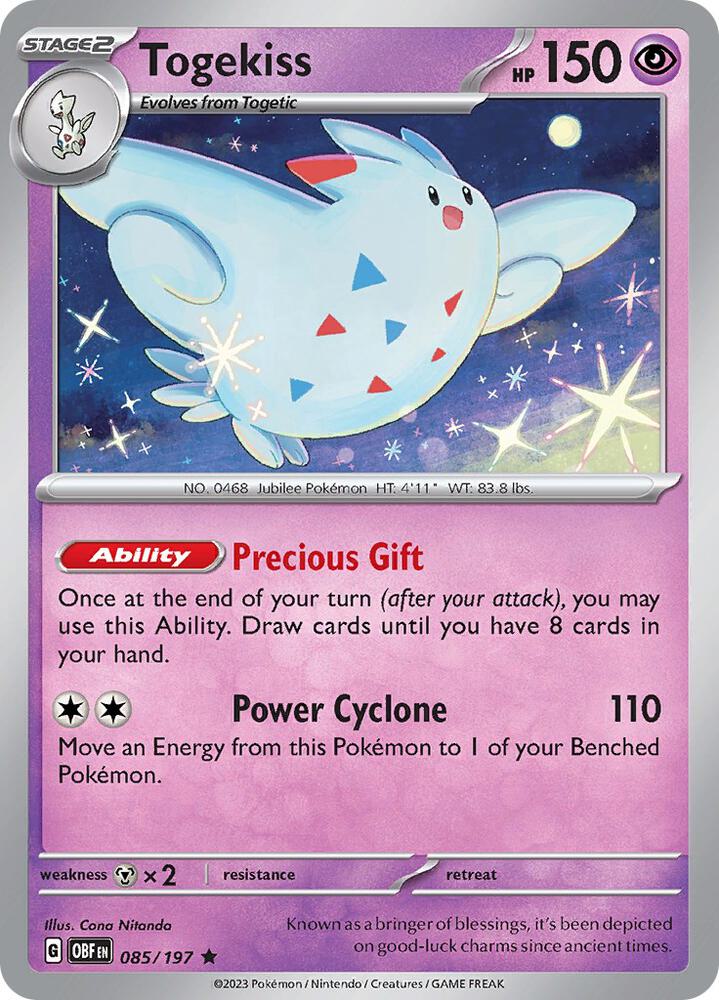 Togekiss 085/197 Rare Obsidian Flames Pokémon card