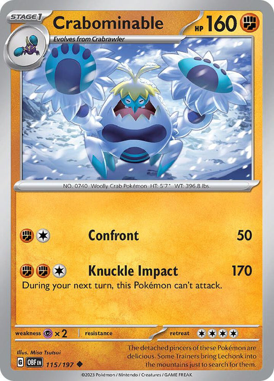Crabominable 115/197 Uncommon Obsidian Flames Pokémon card