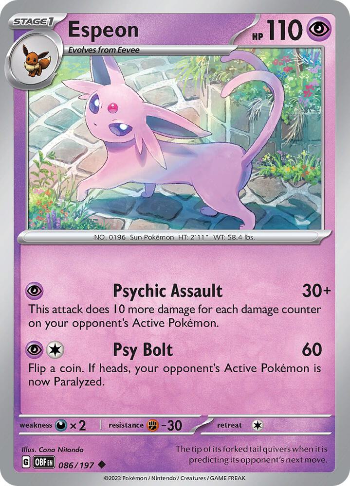 Espeon - 086/197 Uncommon SV03: Obsidian Flames