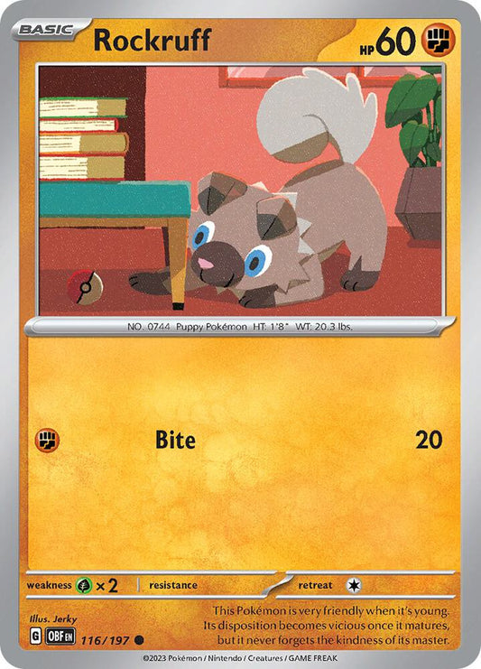Rockruff 116/197 Common Obsidian Flames Pokémon card