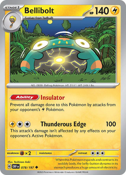 Bellibolt - 078/197 078/197 Uncommon Obsidian Flames Pokémon card