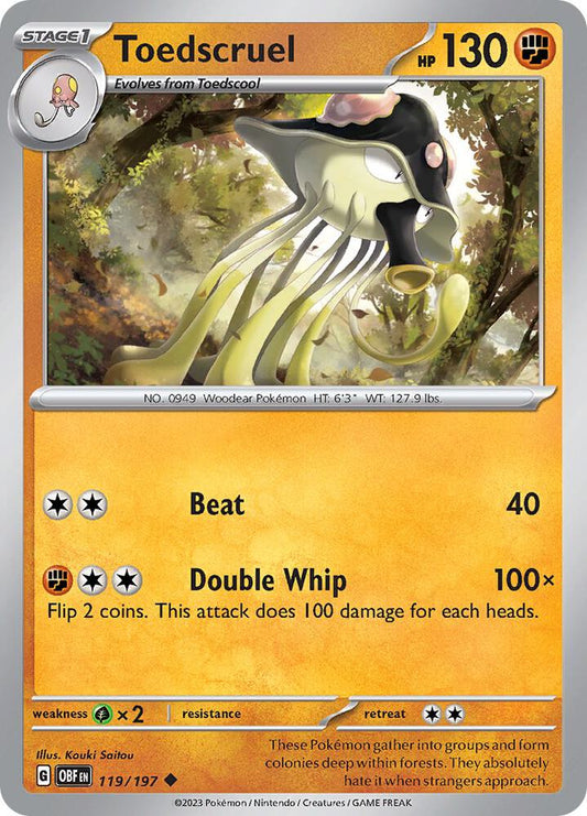 Toedscruel 119/197 Uncommon Obsidian Flames Pokémon card