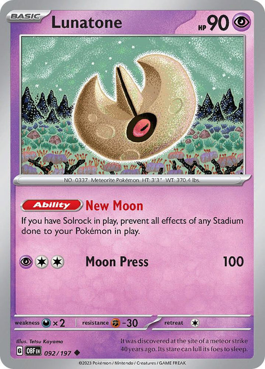 Lunatone - 092/197 Uncommon SV03: Obsidian Flames