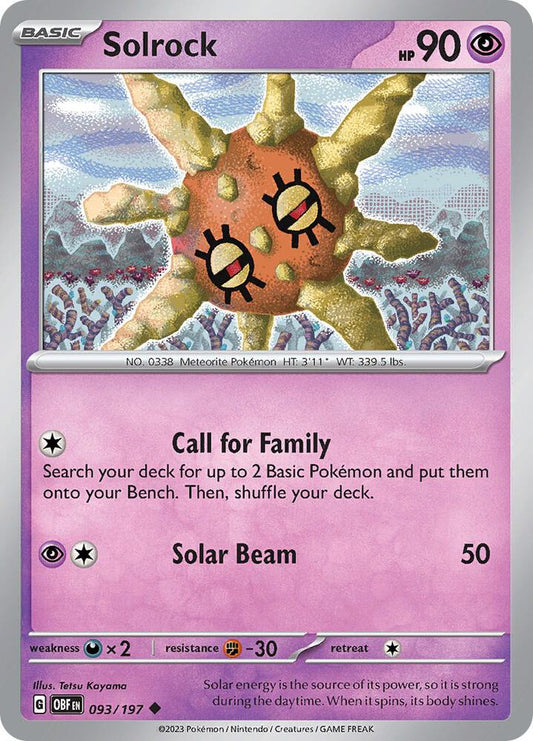Solrock 093/197 Uncommon Obsidian Flames Pokémon card