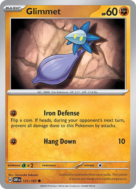 Glimmet - 121/197 121/197 Common Obsidian Flames Pokémon card