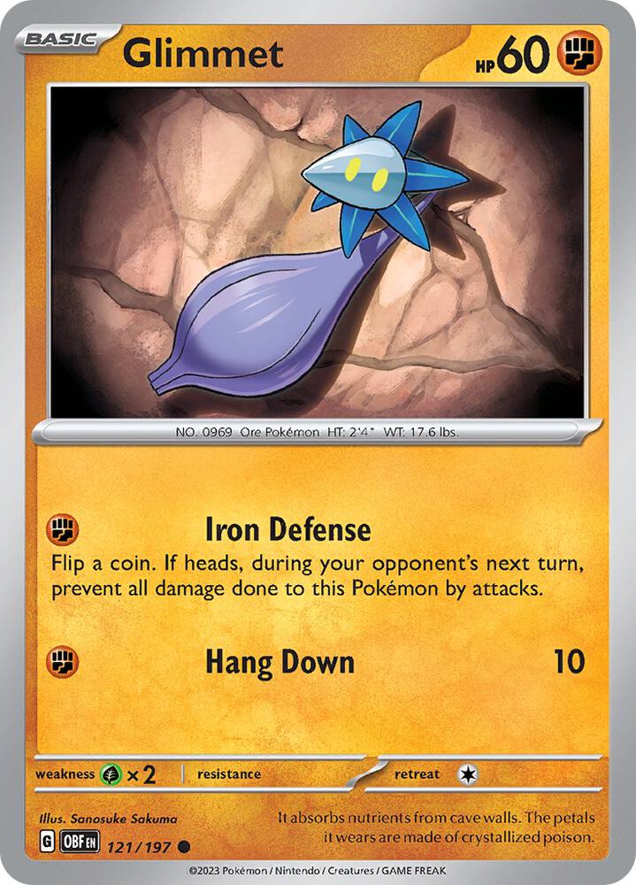 Glimmet - 121/197 121/197 Common Obsidian Flames Pokémon card