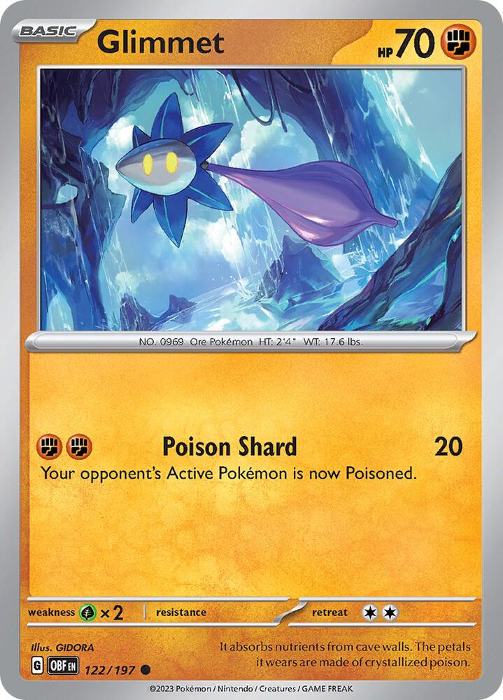 Glimmet - 122/197 122/197 Common Obsidian Flames Pokémon card